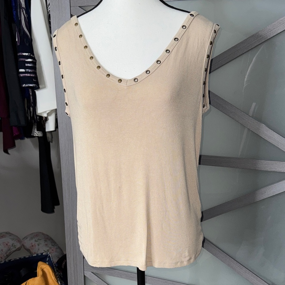 POL Cream Studded Tank Top NWT